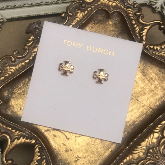 TORY BURCH • Gold Small Kira Logo Earrings - Picture 4 of 5